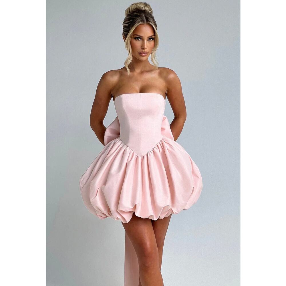 NWT Babyboo Lotus Blush Pink Strapless Taffeta Puff Ball Mini Dress Size L/8